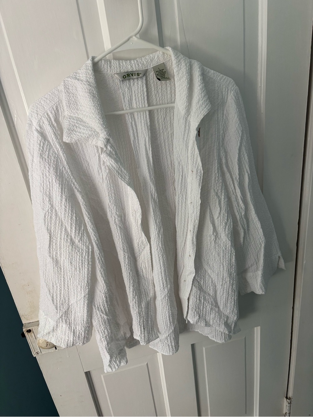 Orvis White Textured Button-Front Shirt Jacket